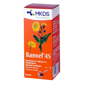 „Banvel 4S – selektyvus sisteminis herbicidas, veiksmingai naikinantis dviskiltes piktžoles žemės ūkio pasėliuose.“
