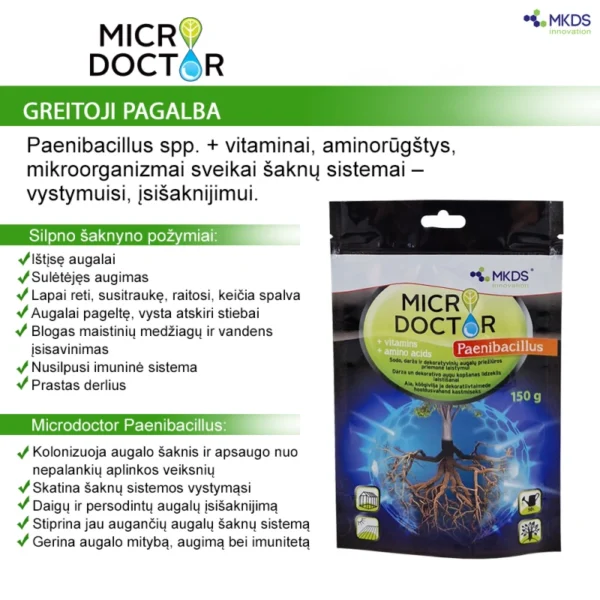 Microdoctor Paenibacillus spp. mikroorganizmai šaknims, 150 g - Image 2