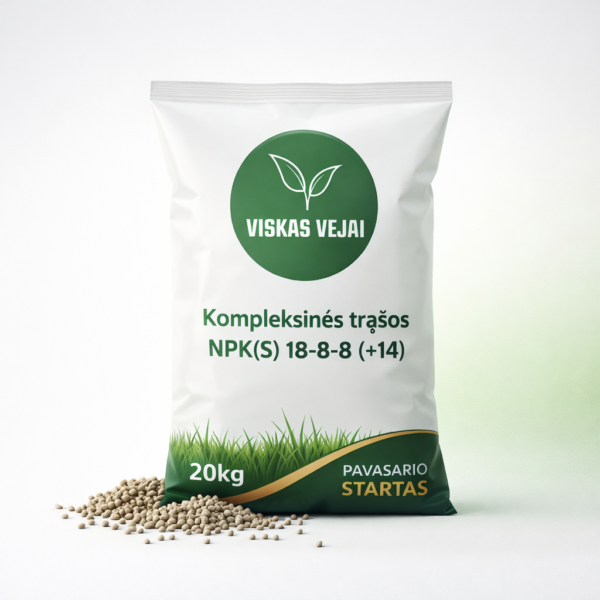 Pavasarinės vejos trąšos NPK 18-8-8 su siera 20 kg maišas