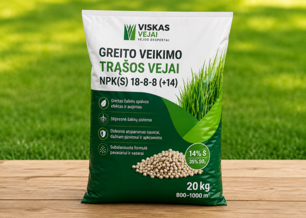 Viskas Vejai greito veikimo vejos trąšos  NPK(S) 18-8-8 (+14)